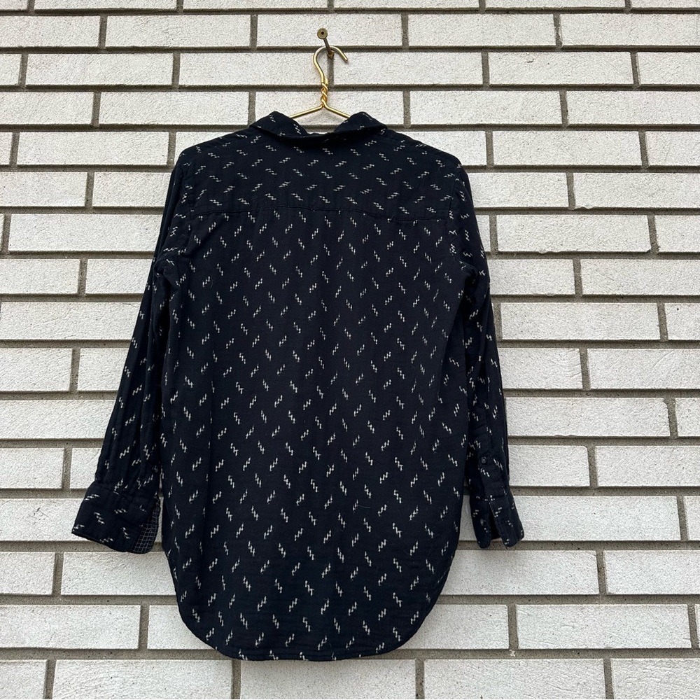 Madewell Oversized Ex-Boyfriend Shirt Black Ikat Zig Zag Plaid XXS Indie Sleaze - Picture 8 of 10